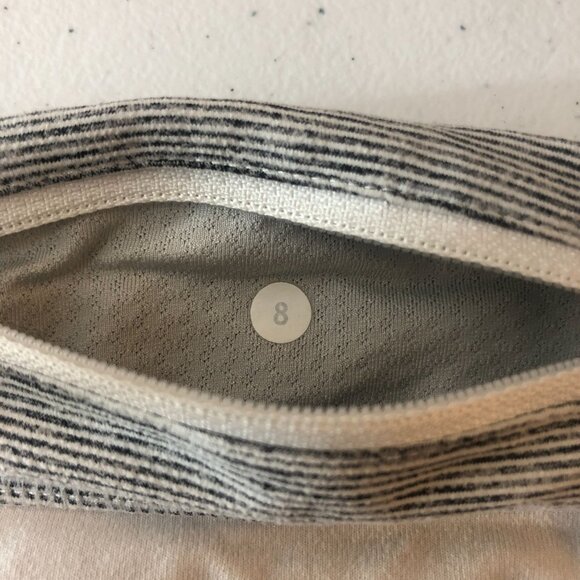 Lululemon Run: Energy Skirt Skort Drawstring Ruched Striped Gray 8 - Picture 3 of 3